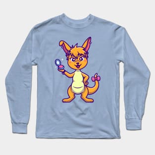 Cute Kangaroo With Make Up Cartoon Long Sleeve T-Shirt